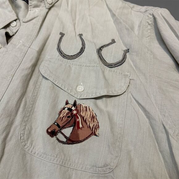 Panhandle Slim Men's L Western Cowboy Shirt Embroidered Horseshoes - Picture 4 of 5